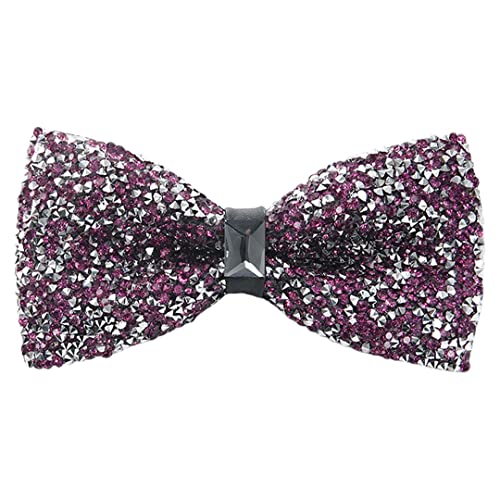 Man of Men Rhinestone Bow Ties for Men - Pre Tied Sequin Bowties with Adjustable Length - Huge Variety Colors Available (Jewels - Purple) - Image 1