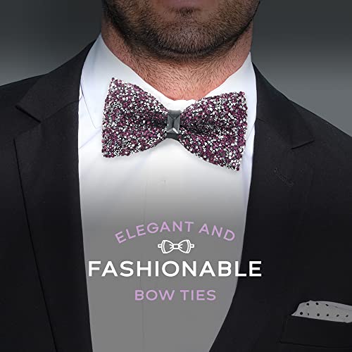 Man of Men Rhinestone Bow Ties for Men - Pre Tied Sequin Bowties with Adjustable Length - Huge Variety Colors Available (Jewels - Purple) - Image 3