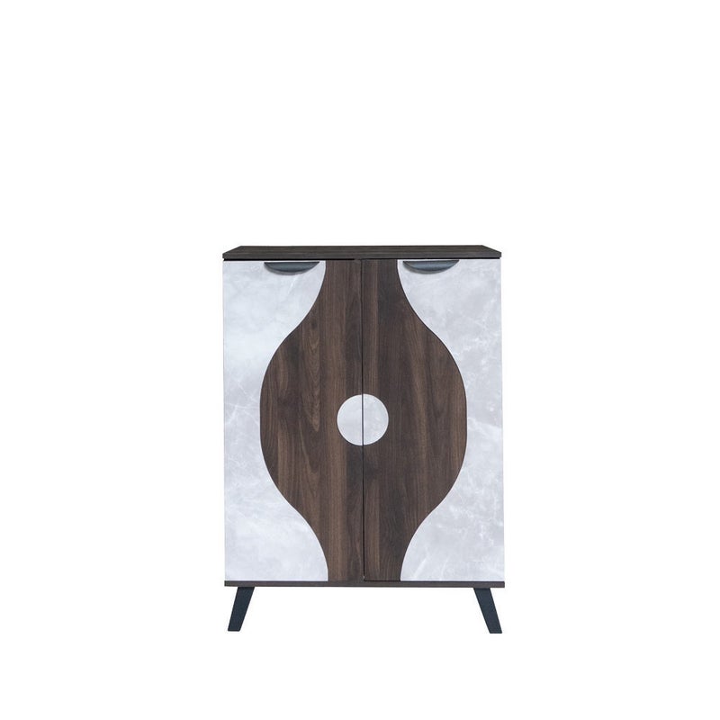 Baity Shoe organizer cabinet, Malaysian wood, 2-door, 5-shelf - dark brown and gray. - Image 3