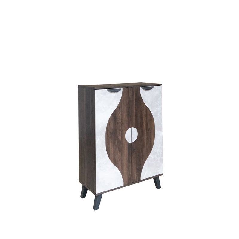 Baity Shoe organizer cabinet, Malaysian wood, 2-door, 5-shelf - dark brown and gray. - Image 2