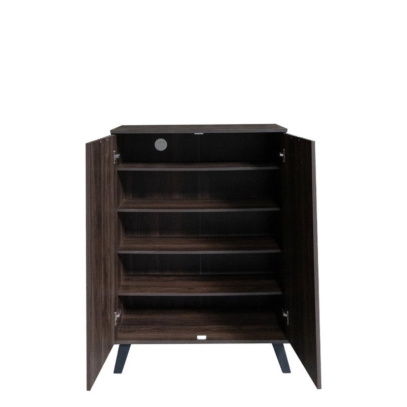 Baity Shoe organizer cabinet, Malaysian wood, 2-door, 5-shelf - dark brown and gray. - Image 5