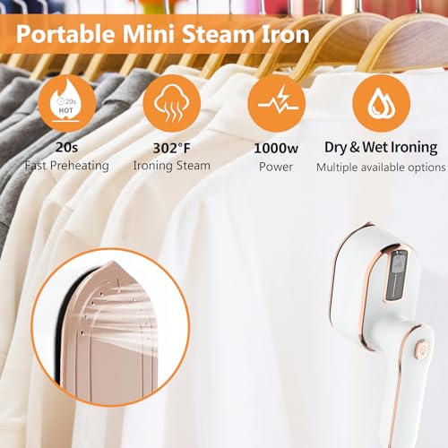 Huihong Portable Handheld Steamer for Clothes, 2-in-1 Ironing & Steaming,180° Rotatable Multi-Directional, Mini Travel Steamer,suitable for clothing of the majority of sizes/thickness for Dorm Room, White - Image 2