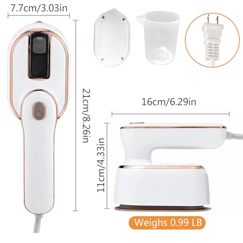 Huihong Portable Handheld Steamer for Clothes, 2-in-1 Ironing & Steaming,180° Rotatable Multi-Directional, Mini Travel Steamer,suitable for clothing of the majority of sizes/thickness for Dorm Room, White - Image 3