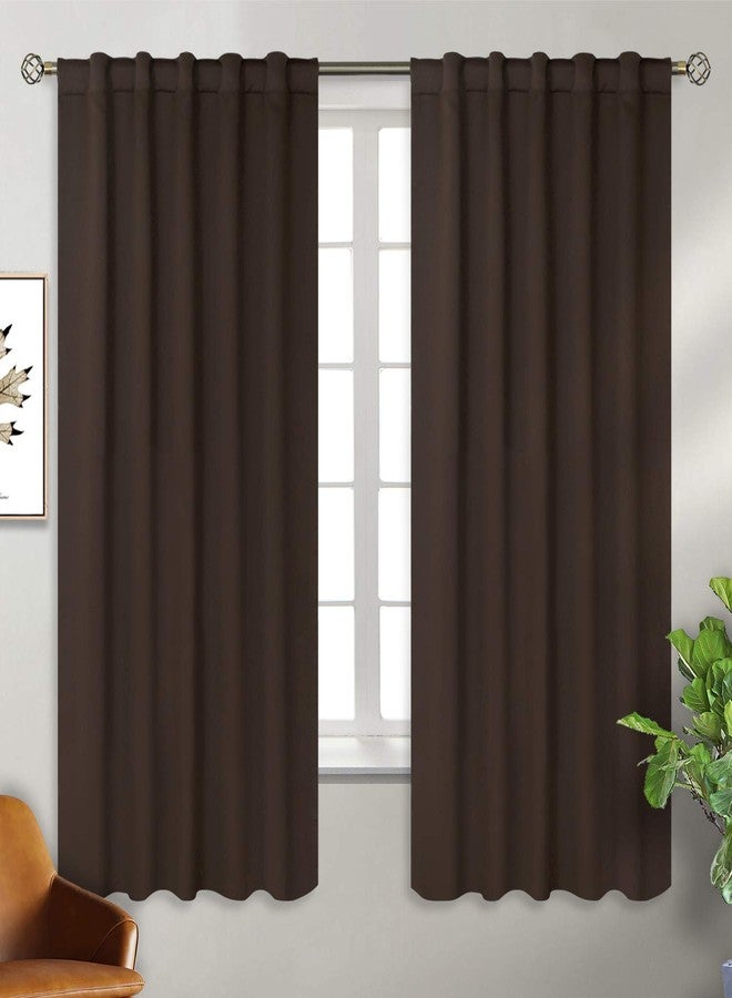 BGment Rod Pocket and Back Tab Blackout Curtains for Bedroom - Thermal Insulated Room Darkening Curtains for Living Room, 2 Window Curtain Panels (42 x 63 Inch, Brown) - Image 1