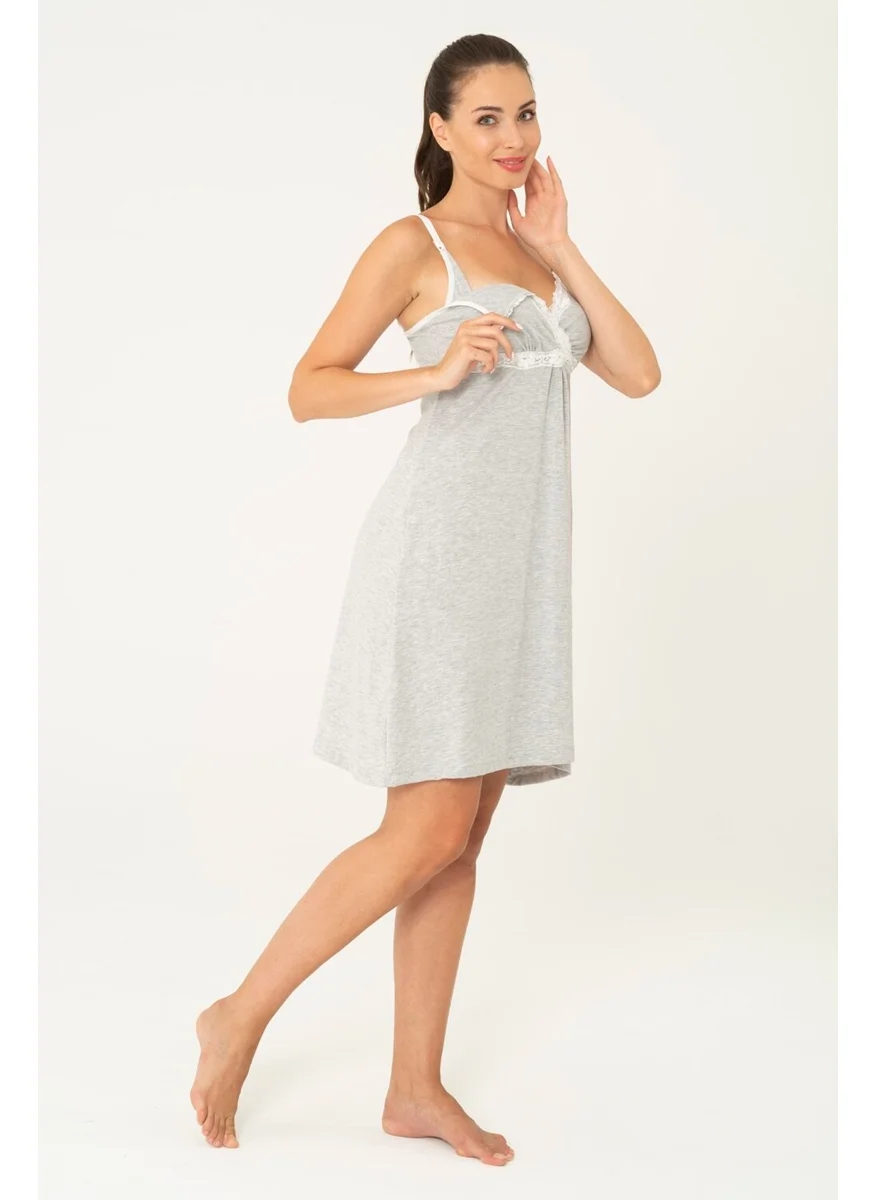 For You Moda Gray Nursing Nightgown S32119