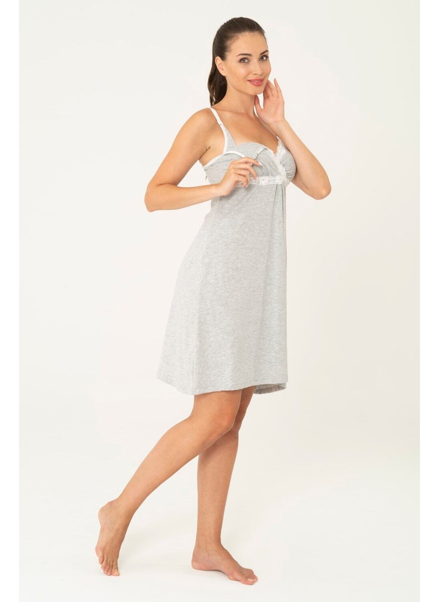 For You Moda Gray Nursing Nightgown S32119  - Image 2