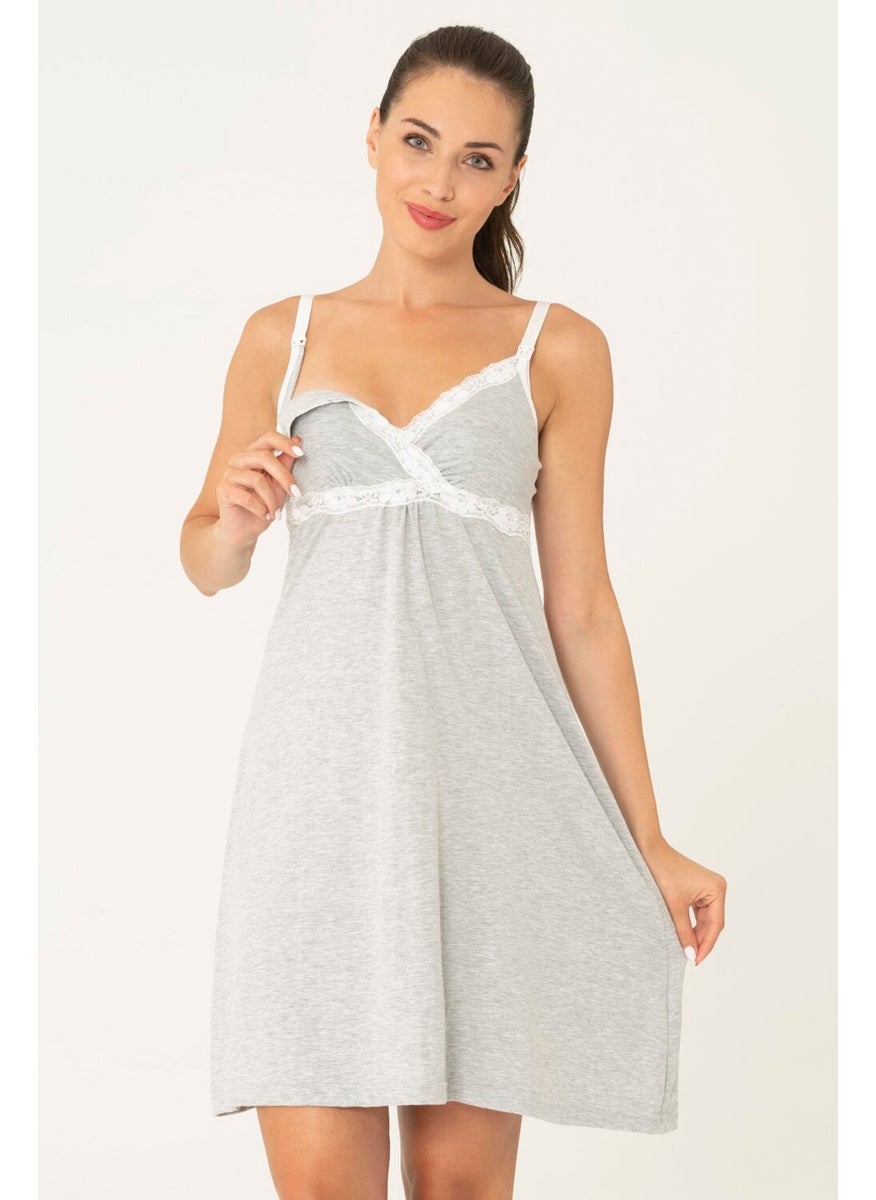 For You Moda Gray Nursing Nightgown S32119  - Image 1