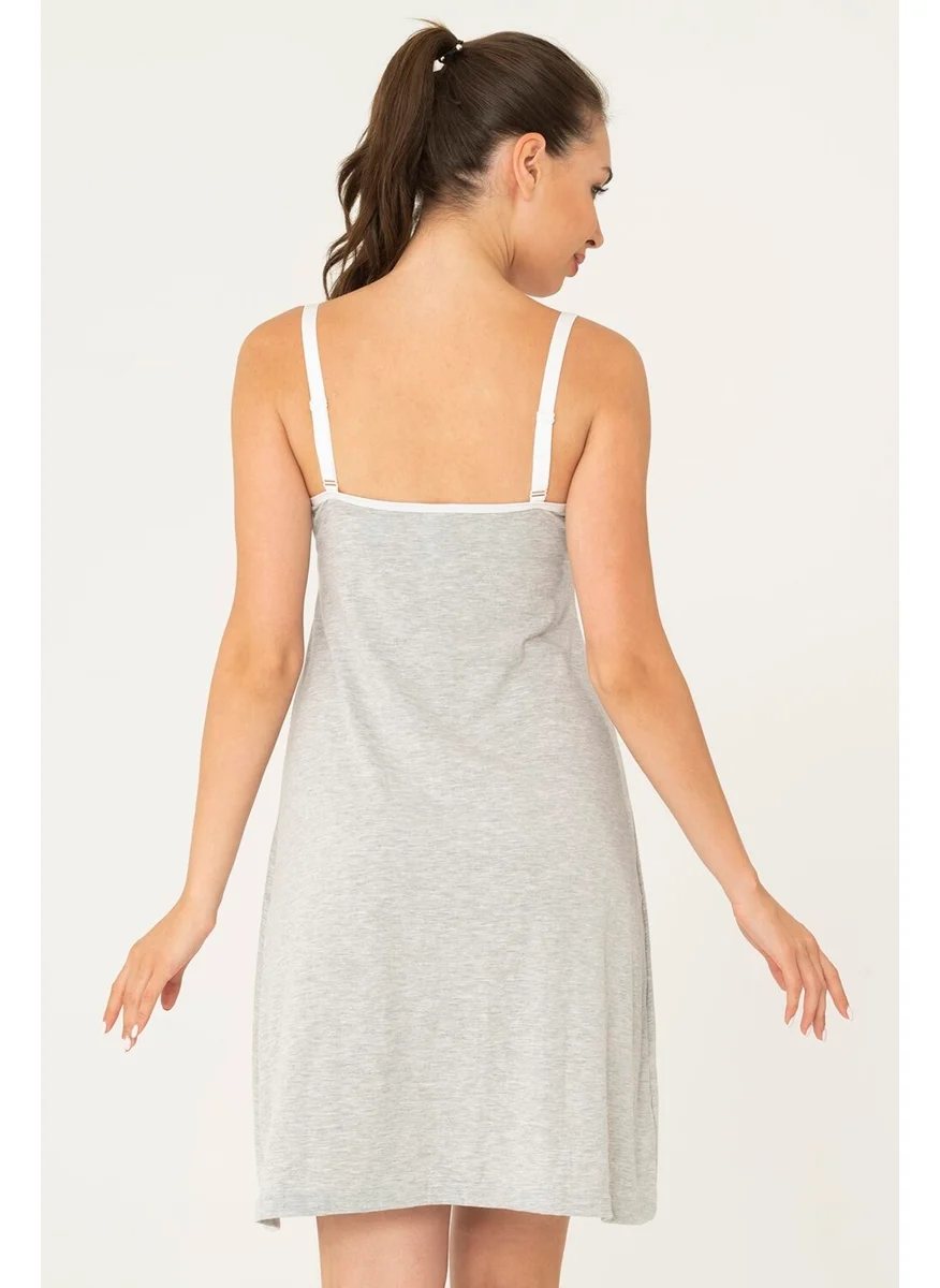 For You Moda Gray Nursing Nightgown S32119