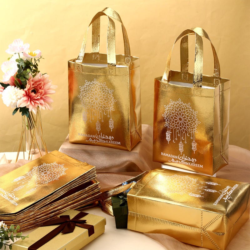 Coume 30 Pcs Ramadan Gift Bags with Handles 8 x 10 x 4 Inch Ramadan Mubarak Gift Bags Multifunctional Non Woven Gifts Wrapping Ramadan Party Supplies - Image 4