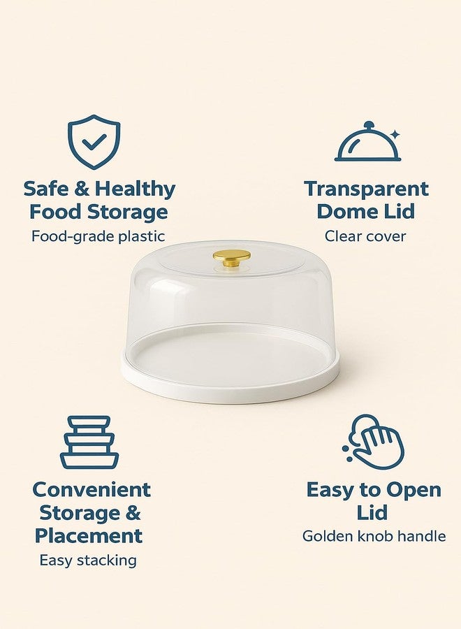 RIGJAK Round Cake Stand with Lid and Spatula, Clear Dome Display Cover for Fresh Presentations, Lightweight Reusable Plastic for Easy Transport, Gold-Accented Handle, Multicolour - Image 5
