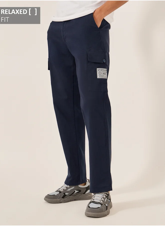 ستايلي Relaxed Fit Cargo Pants with Badge Detail