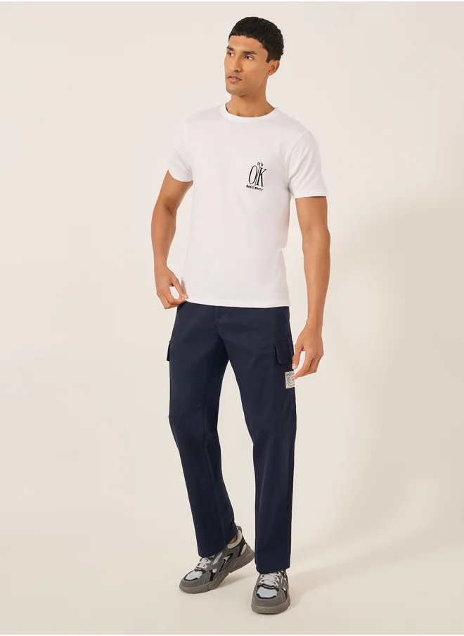 ستايلي Relaxed Fit Cargo Pants with Badge Detail