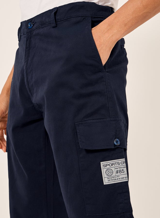 Styli Relaxed Fit Cargo Pants with Badge Detail  - Image 4