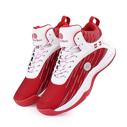 Bacca Bucci Men Weave X Basketball All Court High Top Shoes Basketball Shoes/Sneaker With Adaptive Cushioning & Breathable Upper -Red::White, Size Uk7 - Image 3