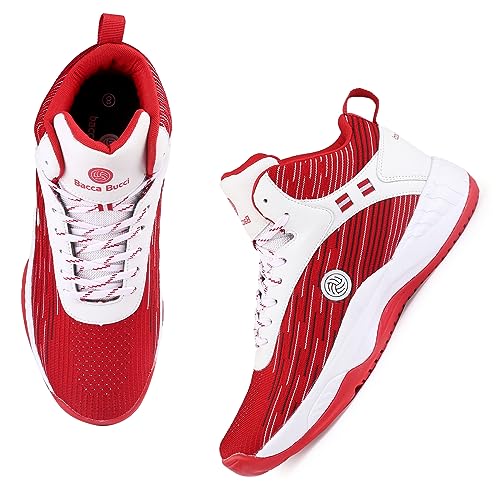Bacca Bucci Men Weave X Basketball All Court High Top Shoes Basketball Shoes/Sneaker With Adaptive Cushioning & Breathable Upper -Red::White, Size Uk7 - Image 4