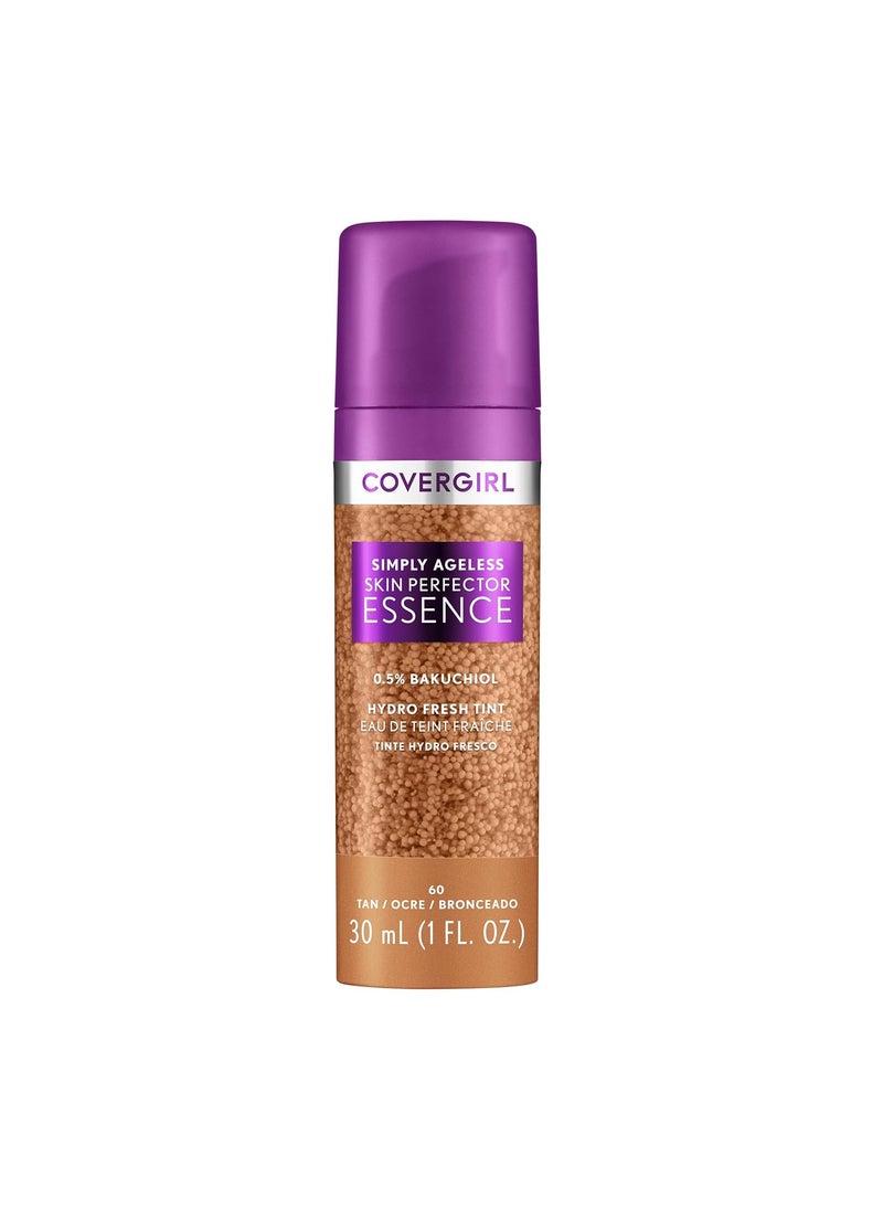 CoverGirl - Covergirl Simply Ageless Skin Perfector Essence Foundation 60 Tan Tinted Skin Perfector Skincare Makeup Hybrid Sheer Tint Radiant Finish SkinLike Finish Vegan Formula 10oz - Image 1