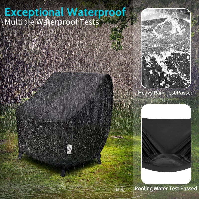 VARIETYFACE Waterproof Patio Chair Covers 2-Pack, All-Weather Outdoor Furniture Protection with UV Resistance, Windproof Straps & Air Vents, Fits Chairs Up to 35W x 38D x 31H Inches, Black - Image 4