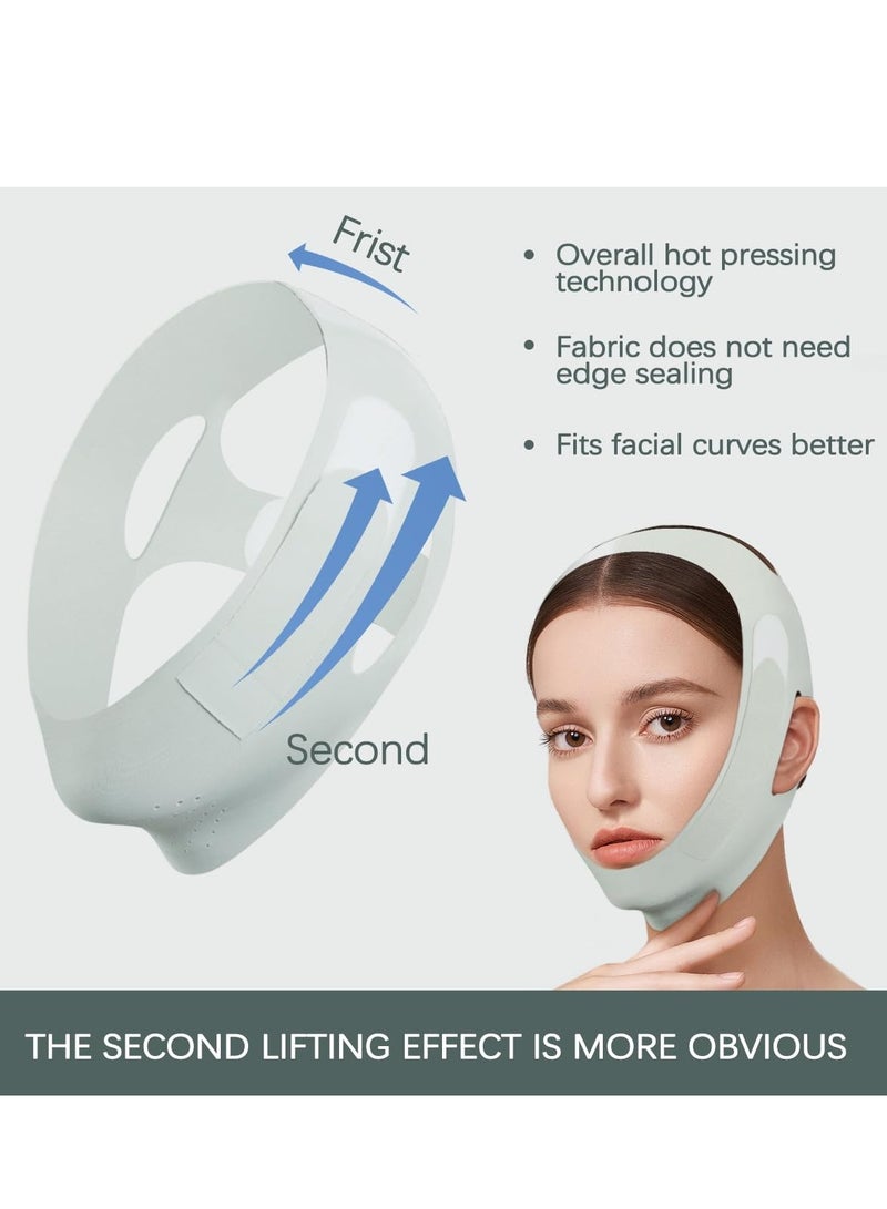 عام قناع على شكل حرف V، قناع للذقن، قناع وجه على شكل حرف V لتمرين الفك للنساء والرجال (أزرق) - Image 2