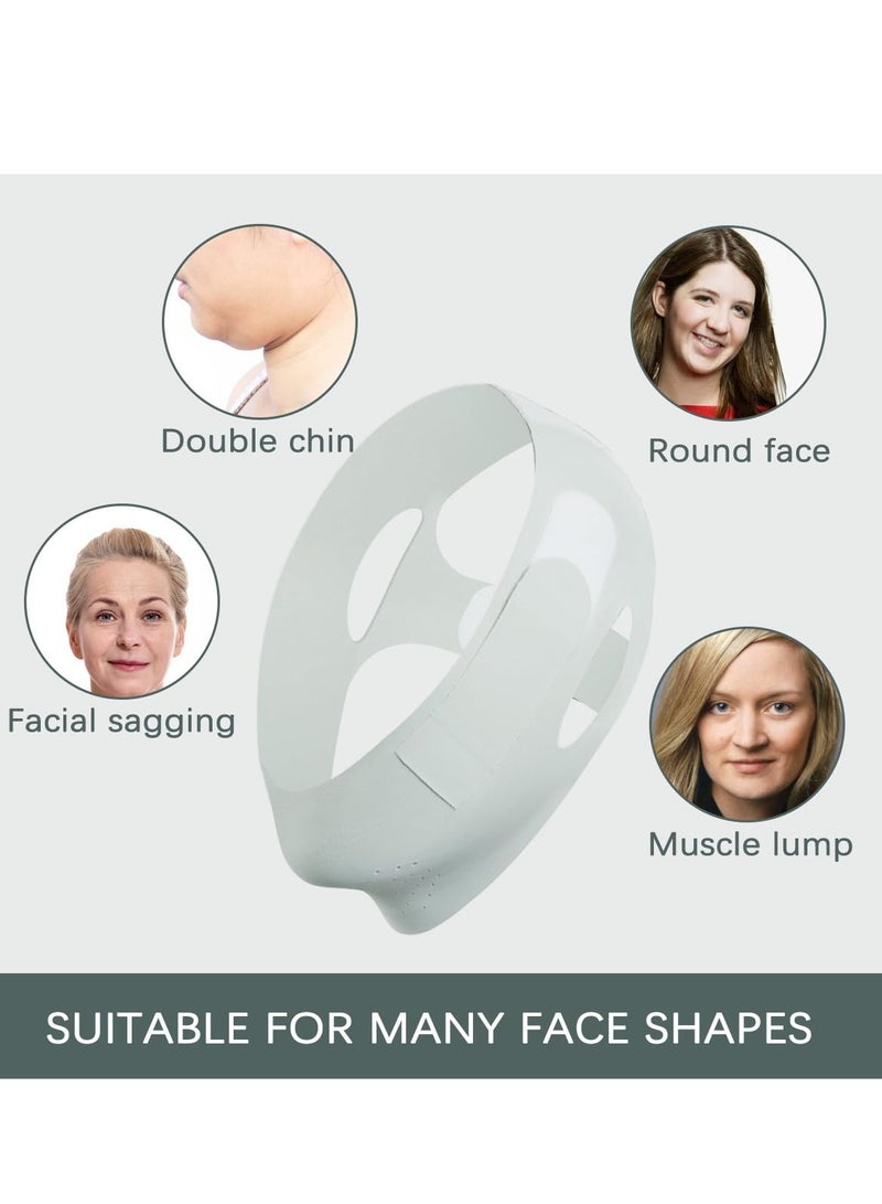 عام قناع على شكل حرف V، قناع للذقن، قناع وجه على شكل حرف V لتمرين الفك للنساء والرجال (أزرق) - Image 5