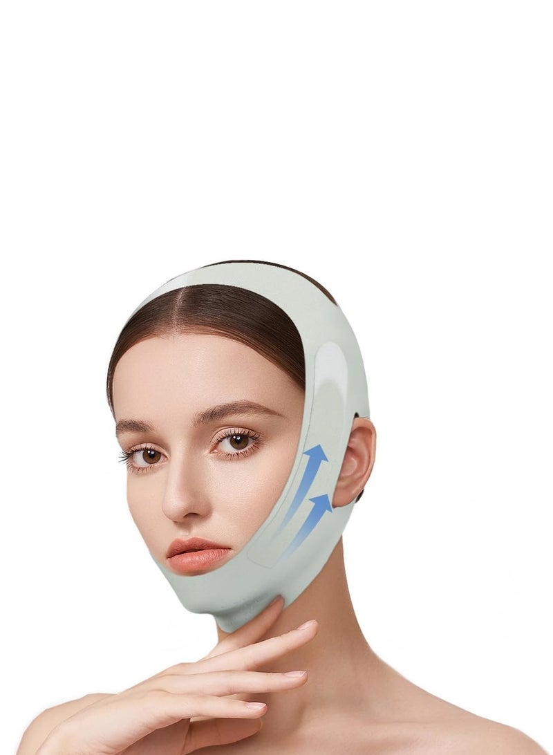 عام قناع على شكل حرف V، قناع للذقن، قناع وجه على شكل حرف V لتمرين الفك للنساء والرجال (أزرق) - Image 1