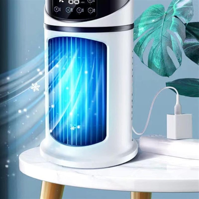 مكيف هواء سبليت صغير يعمل بالطاقة عبر USB مع مبرد محمول، يحتوي على 6 سرعات للرياح، تبريد بالثلج وترطيب للاستخدام على المكتب - تبريد سريع خلال 3 ثوانٍ، مؤقت 6 ساعات للاستخدام المنزلي في الصيف - Image 5
