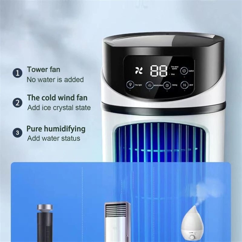 مكيف هواء سبليت صغير يعمل بالطاقة عبر USB مع مبرد محمول، يحتوي على 6 سرعات للرياح، تبريد بالثلج وترطيب للاستخدام على المكتب - تبريد سريع خلال 3 ثوانٍ، مؤقت 6 ساعات للاستخدام المنزلي في الصيف - Image 4