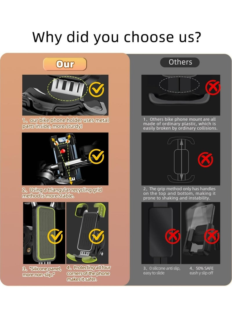 YOUGE Phone Holder for Bike and Motorcycle Phone Mount Bicycle Cell Phone Mount Clamp for Handlebar with Security Lock,  with Soft Cushion & Adjustable Clip ﻿ - Image 3