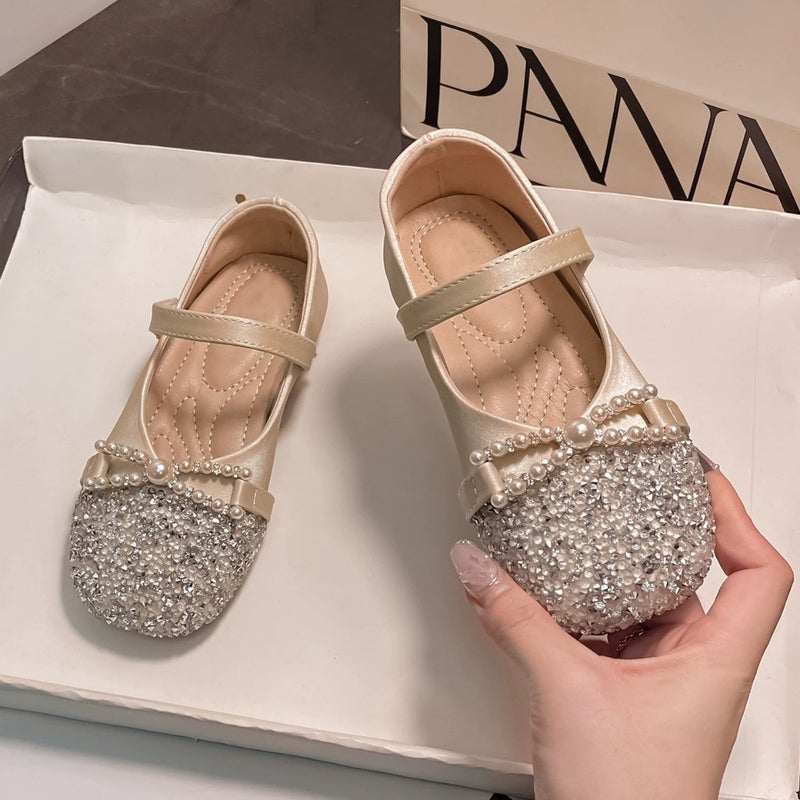 Princess Shoes for Girls, 2026 Spring and Autumn New Style, Bowknot Pearl Children''s Soft-Soled Leather Shoes, Baby Crystal Shoes - Image 2