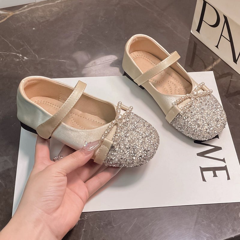 Princess Shoes for Girls, 2026 Spring and Autumn New Style, Bowknot Pearl Children''s Soft-Soled Leather Shoes, Baby Crystal Shoes - Image 4