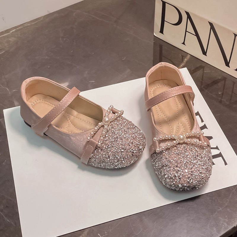 Princess Shoes for Girls, 2026 Spring and Autumn New Style, Bowknot Pearl Children''s Soft-Soled Leather Shoes, Baby Crystal Shoes - Image 3