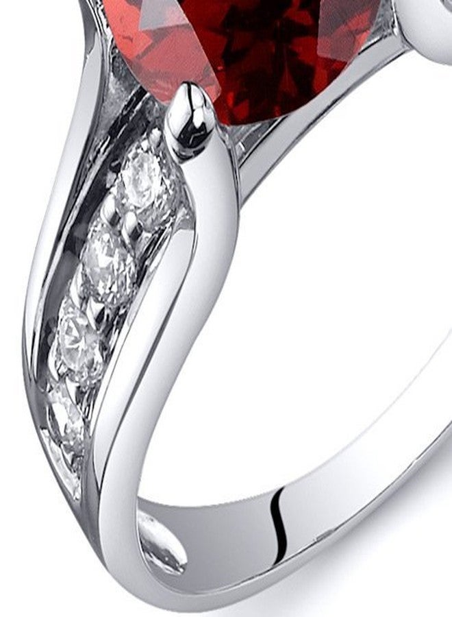 PEORA Garnet Cathedral Solitaire Ring for Women 925 Sterling Silver, Natural Gemstone, 2.50 Carats Round Shape 8mm, Size 9, Engagement, Promise, Statement Ring, January Birthstone Ring - Image 5