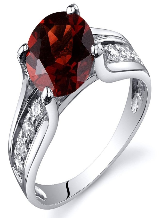 PEORA Garnet Cathedral Solitaire Ring for Women 925 Sterling Silver, Natural Gemstone, 2.50 Carats Round Shape 8mm, Size 9, Engagement, Promise, Statement Ring, January Birthstone Ring - Image 1