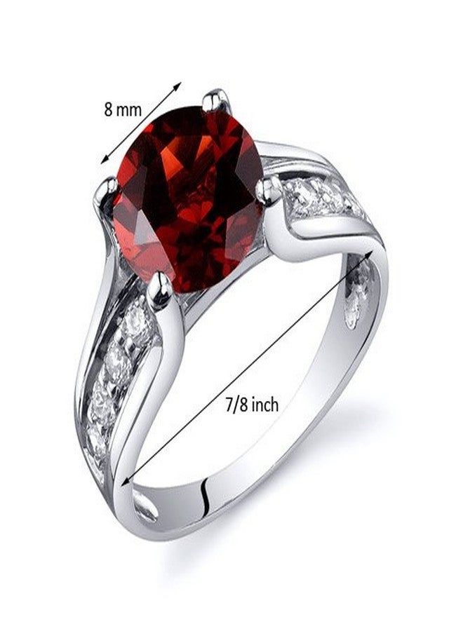 PEORA Garnet Cathedral Solitaire Ring for Women 925 Sterling Silver, Natural Gemstone, 2.50 Carats Round Shape 8mm, Size 9, Engagement, Promise, Statement Ring, January Birthstone Ring - Image 3