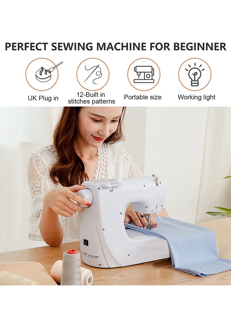 Sewing Machine Portable Mini Sewing Machine Electric Household Mending Machine 12 Built-in Stitch Pattern Computerized Sewing Kit for Beginner Fabric Children Cloth Family DIY Craft Tailor Embroidery  - Image 3