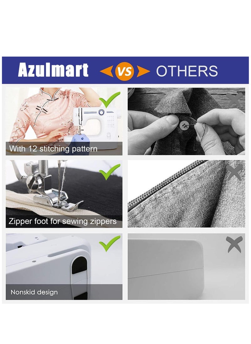 Sewing Machine Portable Mini Sewing Machine Electric Household Mending Machine 12 Built-in Stitch Pattern Computerized Sewing Kit for Beginner Fabric Children Cloth Family DIY Craft Tailor Embroidery  - Image 2