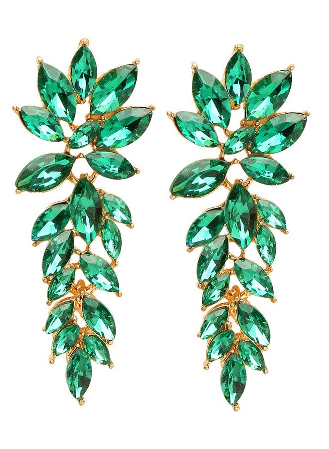 يو بيلا أقراط الأذن المتدلية والمتدلية من YouBella Fashion Jewellery أقراط من الكريستال للفتيات والنساء (أخضر) - Image 1