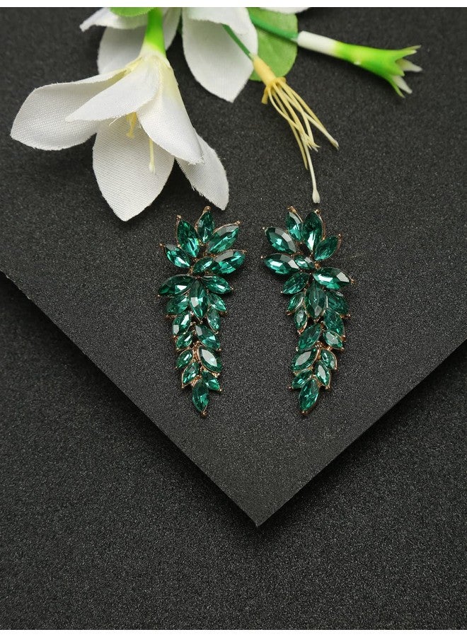 يو بيلا أقراط الأذن المتدلية والمتدلية من YouBella Fashion Jewellery أقراط من الكريستال للفتيات والنساء (أخضر) - Image 2