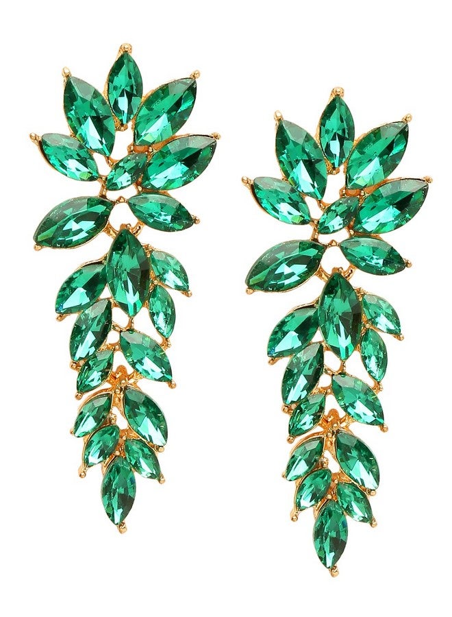 يو بيلا أقراط الأذن المتدلية والمتدلية من YouBella Fashion Jewellery أقراط من الكريستال للفتيات والنساء (أخضر) - Image 4