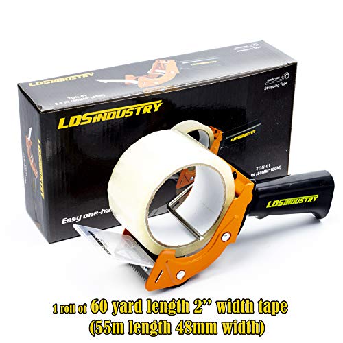 LDS Industry Rapid-Replace Packing Tape Dispenser Gun with Tape and Extra Blade, 2IN(50mm) Lightweight Ergonomic Industrial Handheld Tape Cutter for Carton, Packaging and Box Sealing (Orange) - Image 2