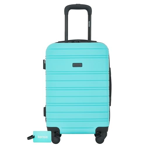 kensie 22 Peonies Hardside CarryOn Luggage with ID Tag Pool Blue - Image 1