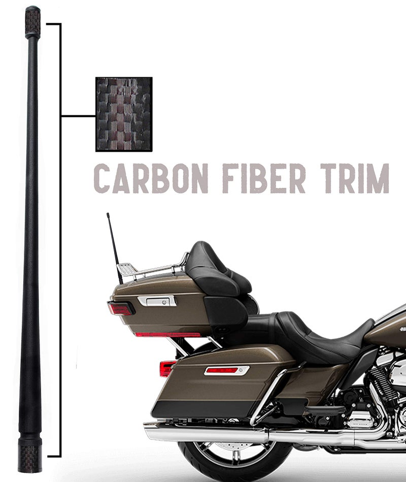 Votex - The Spartan - 13 3/4 Inch Rubber Antenna fits Harley Davidson Motorcycles Accessories - Black Carbon Fiber Trim - Tuned Internal Copper Coil - Part Number A601-HAR-15 - Image 1