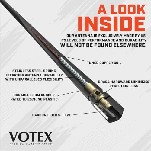 Votex - The Spartan - 13 3/4 Inch Rubber Antenna fits Harley Davidson Motorcycles Accessories - Black Carbon Fiber Trim - Tuned Internal Copper Coil - Part Number A601-HAR-15 - Image 2