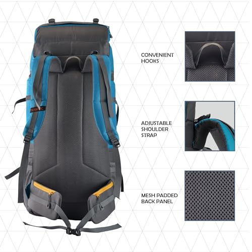 TRAWOC STONEX 60 Ltr Travel Backpack Trekking Rucksack bag for Men & Women Travel Camping Hiking Backpack, Sky Blue - Image 4