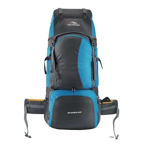 TRAWOC STONEX 60 Ltr Travel Backpack Trekking Rucksack bag for Men & Women Travel Camping Hiking Backpack, Sky Blue - Image 1