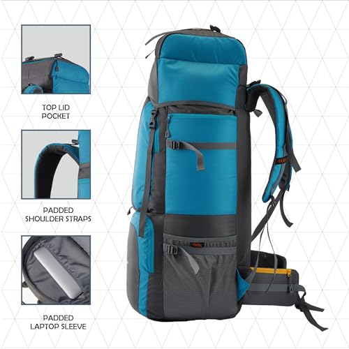 TRAWOC STONEX 60 Ltr Travel Backpack Trekking Rucksack bag for Men & Women Travel Camping Hiking Backpack, Sky Blue - Image 3
