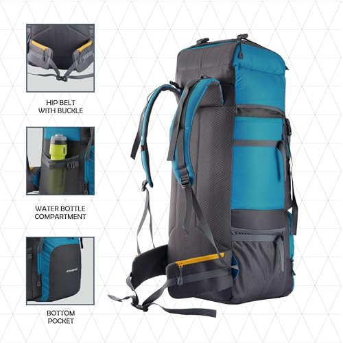 TRAWOC STONEX 60 Ltr Travel Backpack Trekking Rucksack bag for Men & Women Travel Camping Hiking Backpack, Sky Blue - Image 5