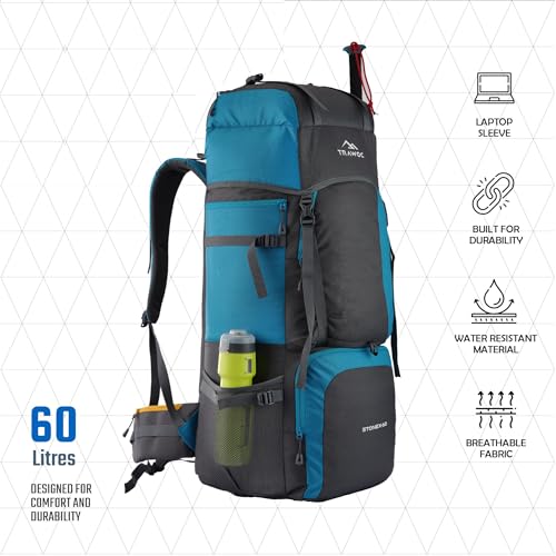 TRAWOC STONEX 60 Ltr Travel Backpack Trekking Rucksack bag for Men & Women Travel Camping Hiking Backpack, Sky Blue - Image 2