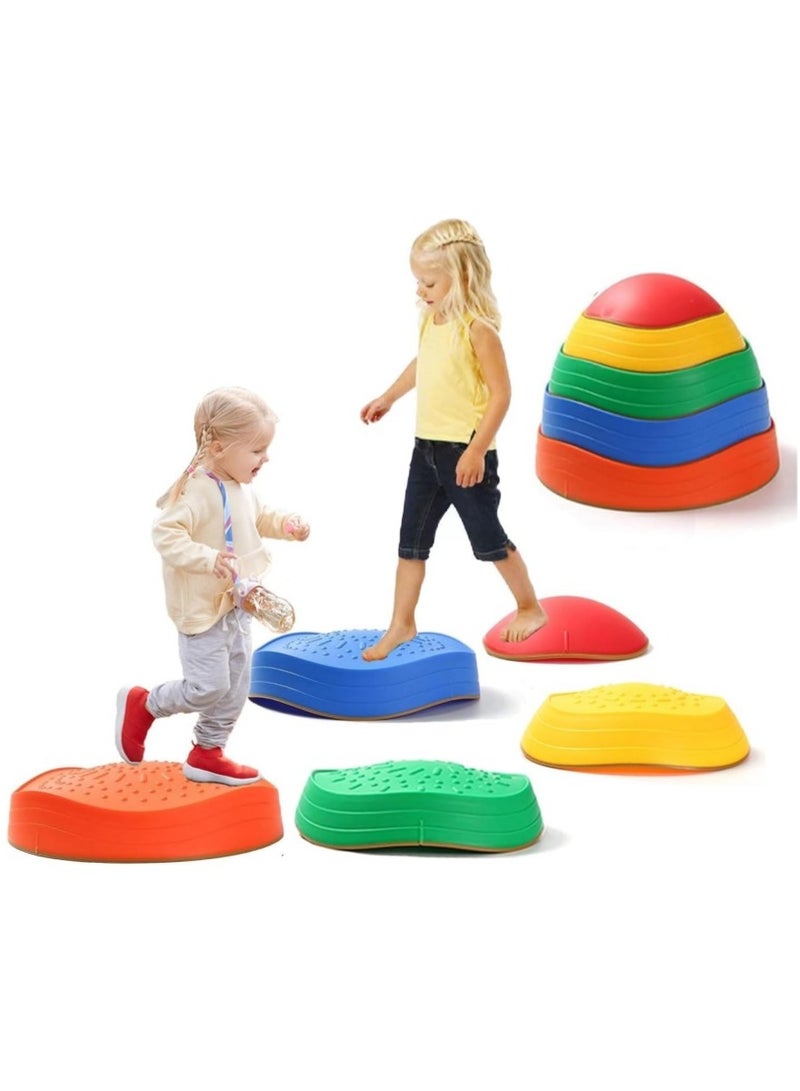 كوول تشيك 5 قطع من أحجار التوازن غير القابلة للانزلاق، حتى 220 رطلاً لتنمية مهارات التنسيق لدى الأطفال، دورات العقبات، ألعاب حسية للأطفال الصغار، للعب في الداخل أو الخارج - Image 1