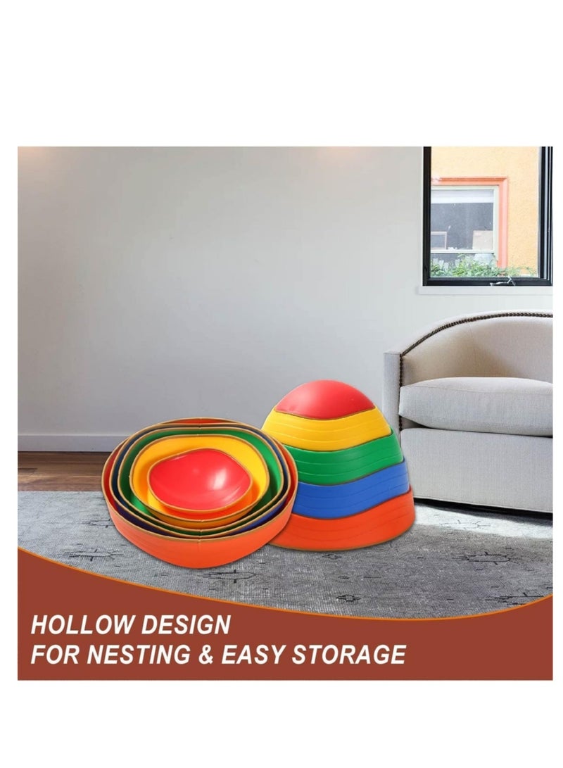 كوول تشيك 5 قطع من أحجار التوازن غير القابلة للانزلاق، حتى 220 رطلاً لتنمية مهارات التنسيق لدى الأطفال، دورات العقبات، ألعاب حسية للأطفال الصغار، للعب في الداخل أو الخارج - Image 5