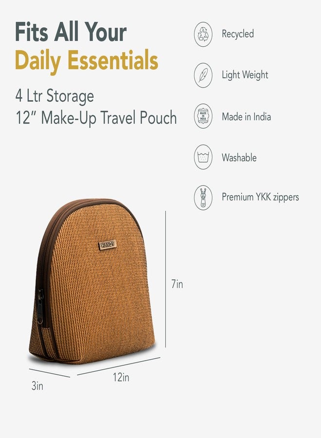 Handy Make-Up Travel Pouch Kit Bag with Multipule Pockets | Multipurpose Storage & Makeup Organizer Travel Pouch Accessory For Men & Women (12x7x3 Inches, Color: Beige-Black) - Image 5